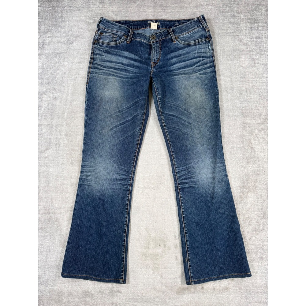 Silver Jeans Women 32x33 Blue Aiko Bootcut Embroidered Pocket Mid Rise Denim Y2K